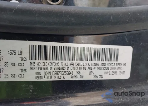 2015 Jeep Compass Sport from USA, damaged, VIN 1C4NJDBB7FD258641